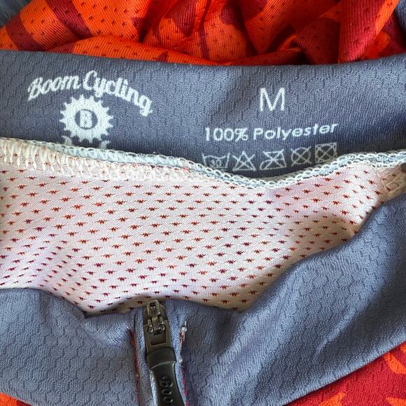 Boom Mens Cycling Jersey Shirt Medium Red Gray Zip Pockets Mekong Athleticwear‎ - Picture 8 of 11